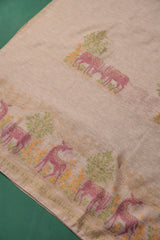 Linen Aura Pink Cotton Linen Unstitched Suit Set