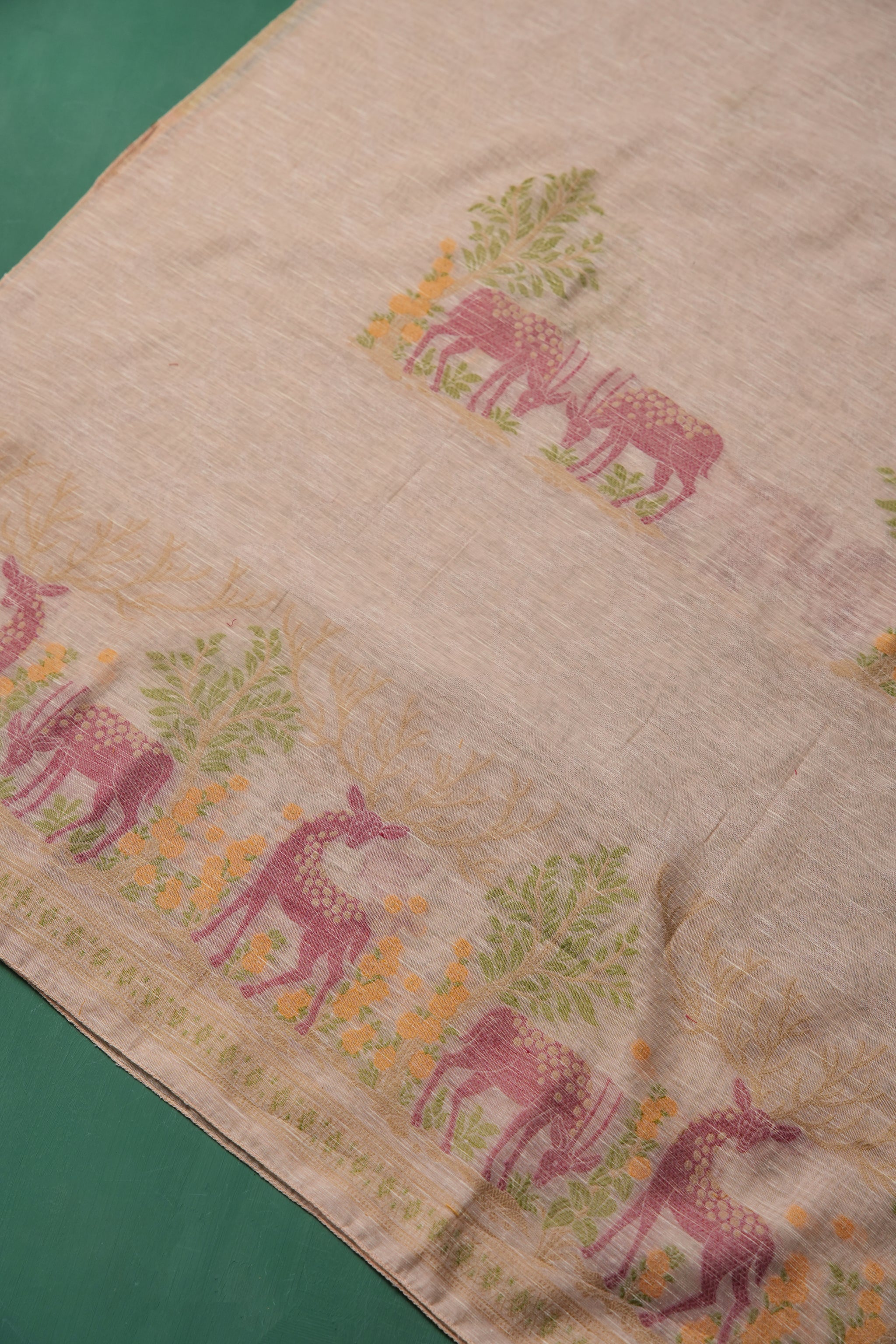 Linen Aura Pink Cotton Linen Unstitched Suit Set