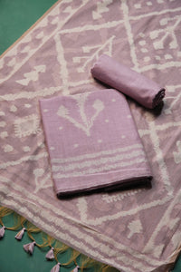 Vibrant Weaves Lavender Jamdani Muga Cotton Unstitched Suit Set