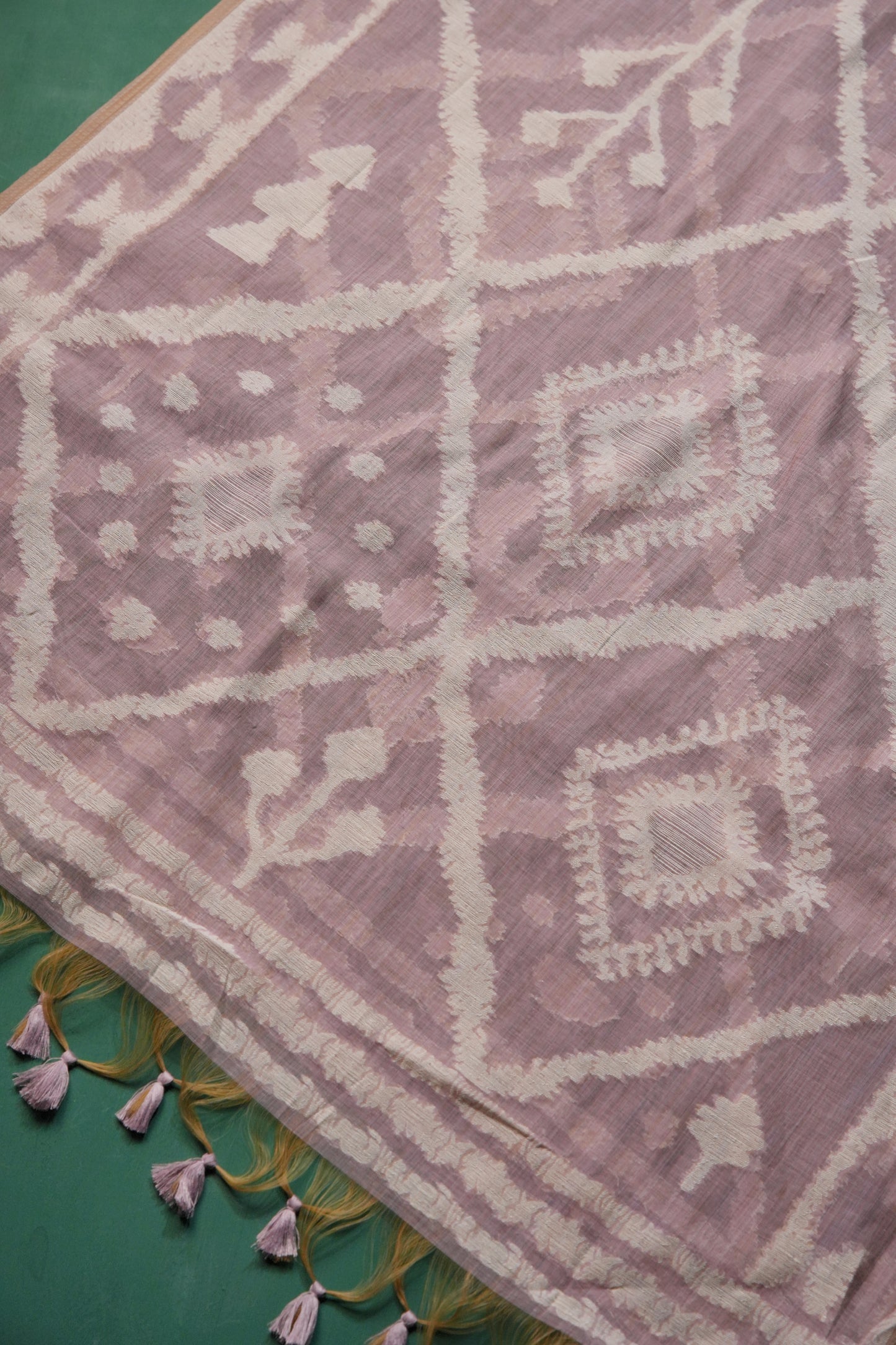 Vibrant Weaves Lavender Jamdani Muga Cotton Unstitched Suit Set