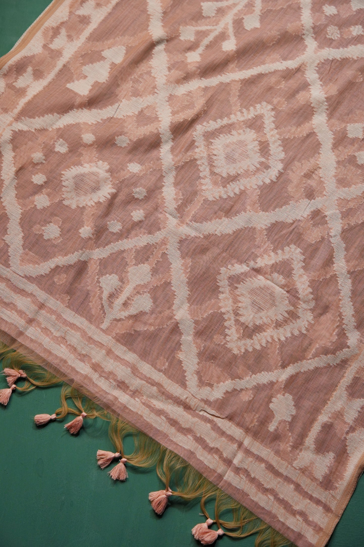 Vibrant Weaves Pink Jamdani Muga Cotton Unstitched Suit Set