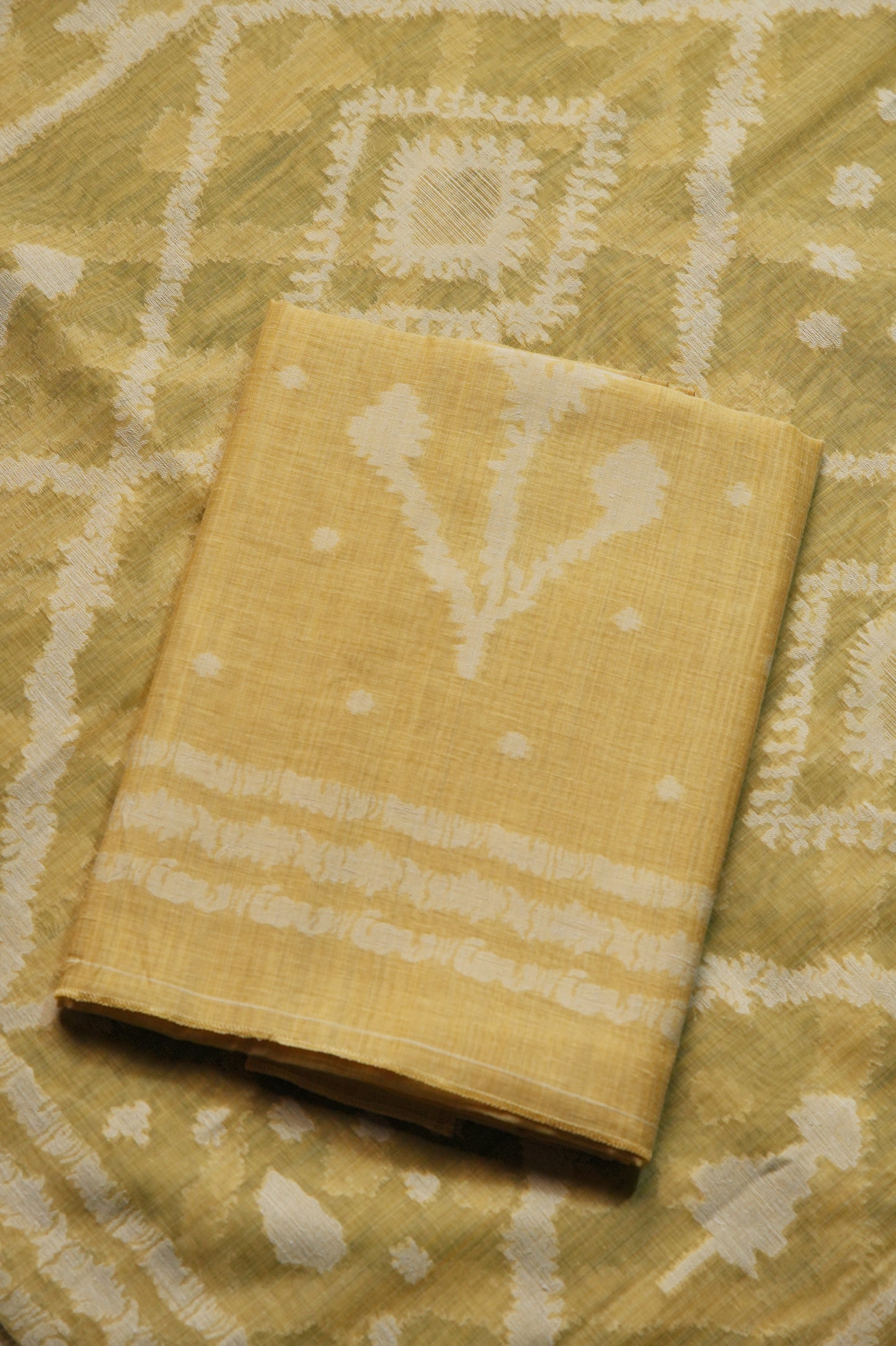 Vibrant Weaves Yellow Jamdani Muga Cotton Unstitched Suit Set