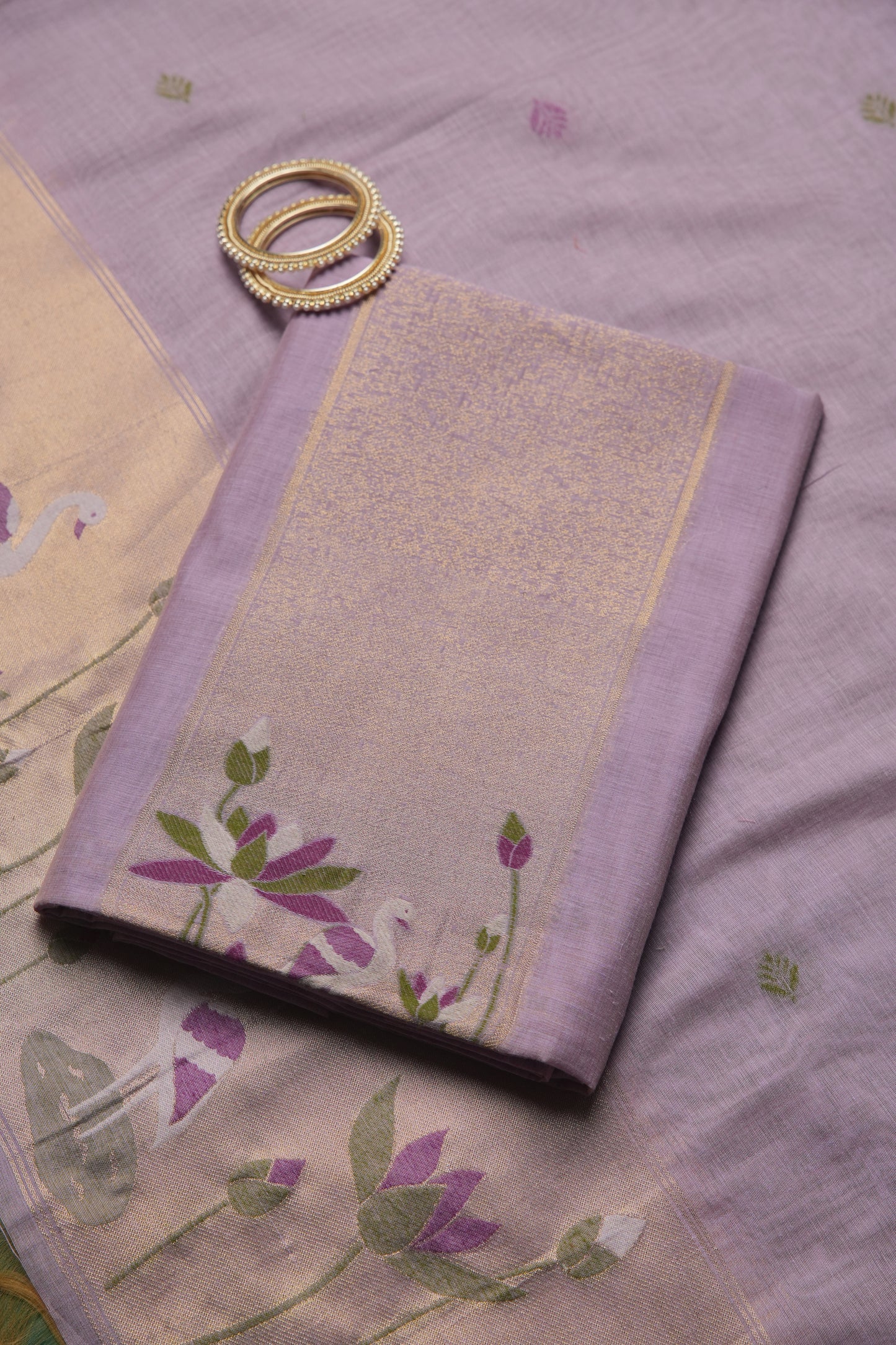 Woven Charm Lavender Muga Cotton Unstitched Suit Set