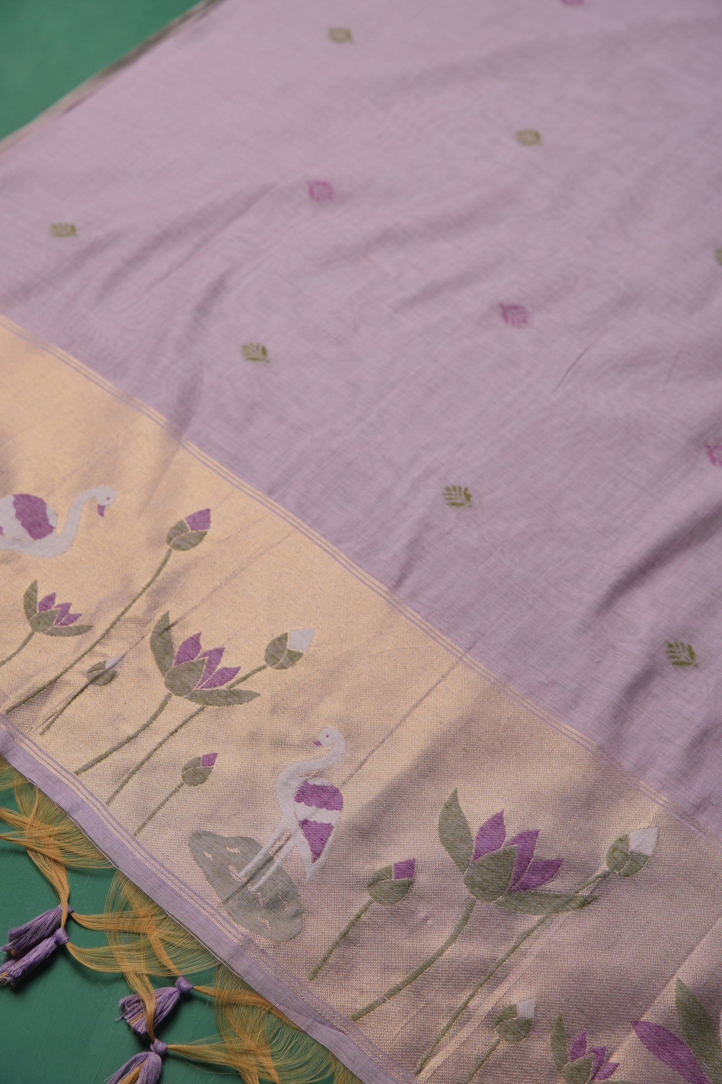 Woven Charm Lavender Muga Cotton Unstitched Suit Set