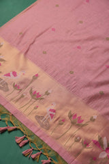 Woven Charm Pink Muga Cotton Unstitched Suit Set