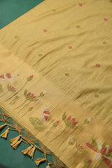Woven Charm Yellow Muga Cotton Unstitched Suit Set