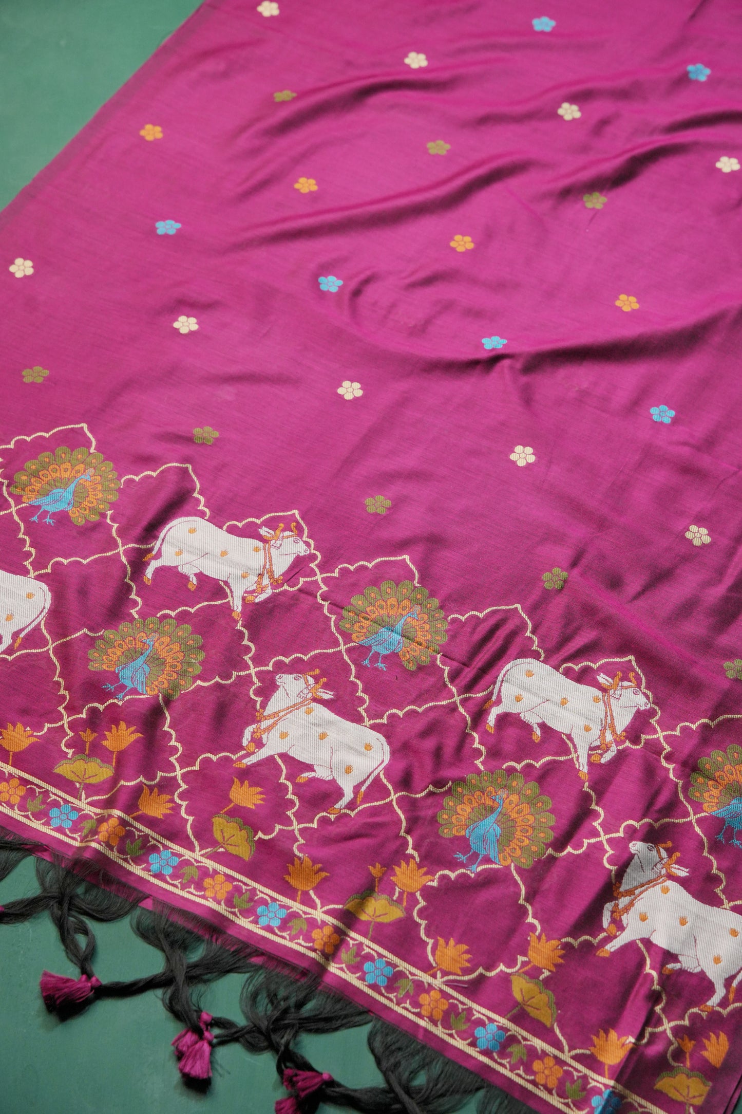 Regal Touch Pink Pichwai Jamdani Soft Cotton Unstitched Suit Set