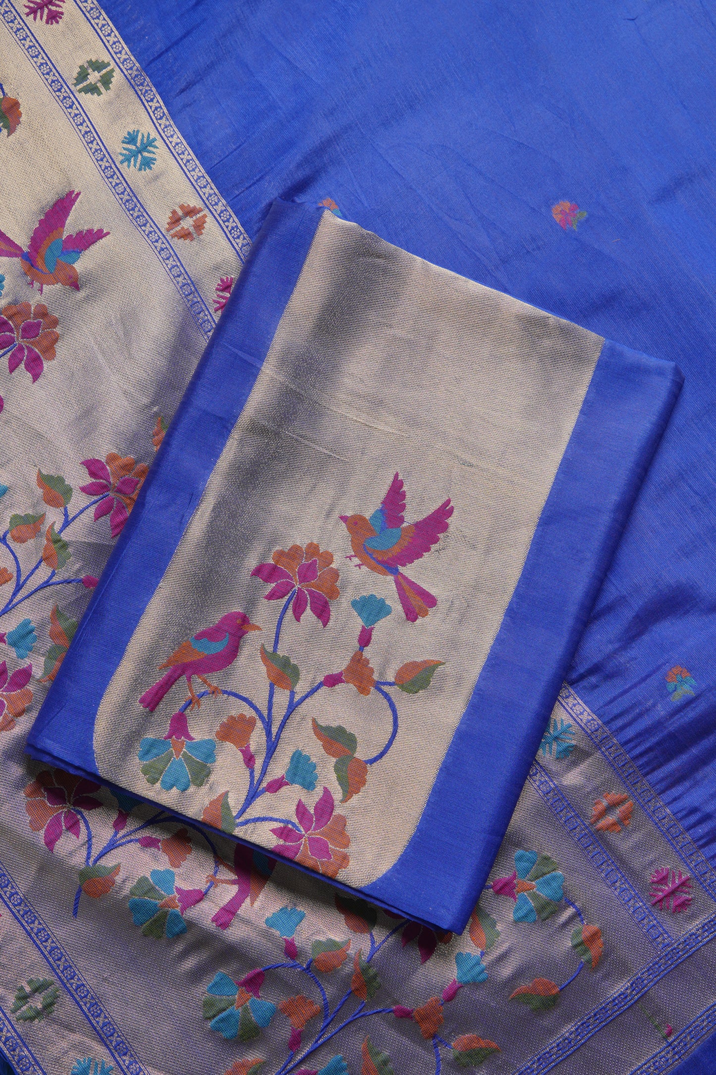 Élan Ethnic Blue Raw Silk Unstitched Suit Set