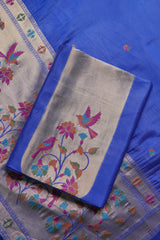 Élan Ethnic Blue Raw Silk Unstitched Suit Set
