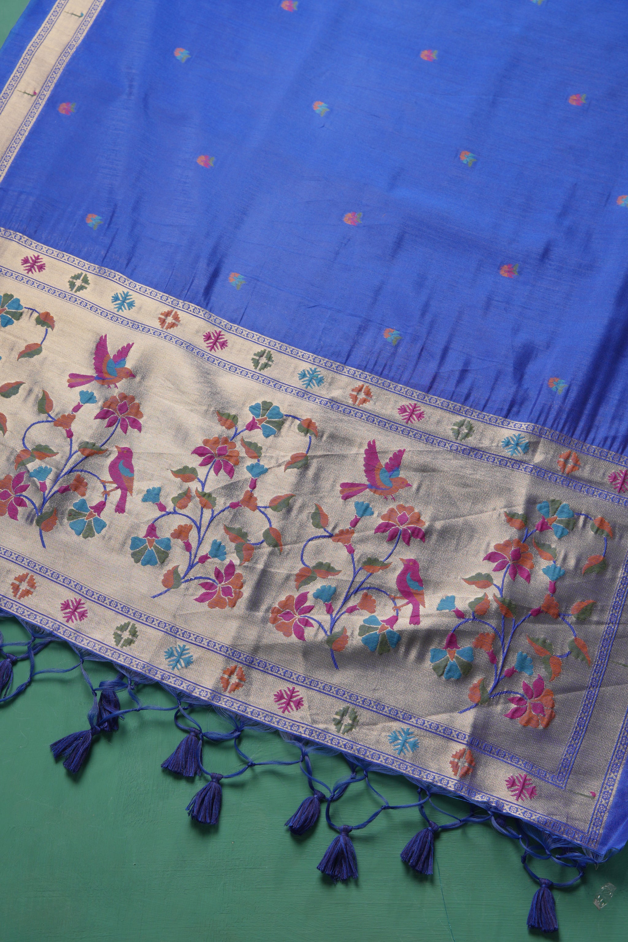 Élan Ethnic Blue Raw Silk Unstitched Suit Set