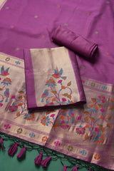 Élan Ethnic Wine Raw Silk Unstitched Suit Set