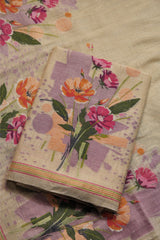 Blush Fabric Beige Muga Cotton Unstitched Suit Set