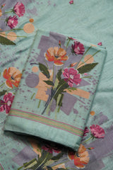 Blush Fabric Blue Muga Cotton Unstitched Suit Set