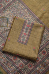 Celestique Green Tussar Unstitched Suit Set