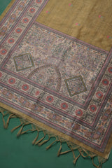 Celestique Green Tussar Unstitched Suit Set