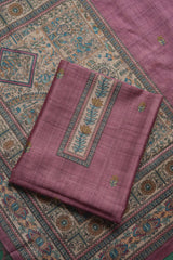 Celestique Mauve Tussar Unstitched Suit Set