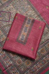 Celestique Pink Tussar Unstitched Suit Set