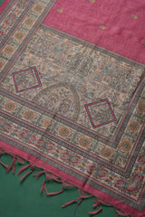 Celestique Pink Tussar Unstitched Suit Set