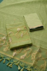 Silk & Sage Green Muga Silk Unstitched Suit Set