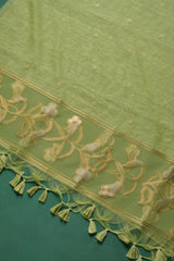Silk & Sage Green Muga Silk Unstitched Suit Set