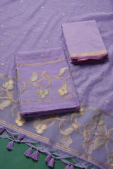 Silk & Sage Lavender Muga Silk Unstitched Suit Set