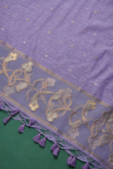 Silk & Sage Lavender Muga Silk Unstitched Suit Set
