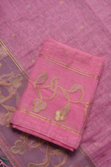 Silk & Sage Pink Muga Silk Unstitched Suit Set