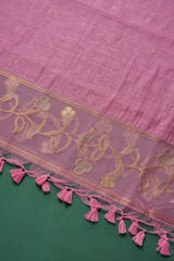 Silk & Sage Pink Muga Silk Unstitched Suit Set