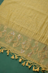 Silk & Sage Yellow Muga Silk Unstitched Suit Set