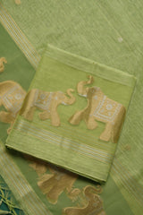 Pastel Threads Green Muga Silk Unstitched Suit Set
