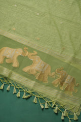 Pastel Threads Green Muga Silk Unstitched Suit Set