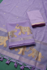 Pastel Threads Lavender Muga Silk Unstitched Suit Set