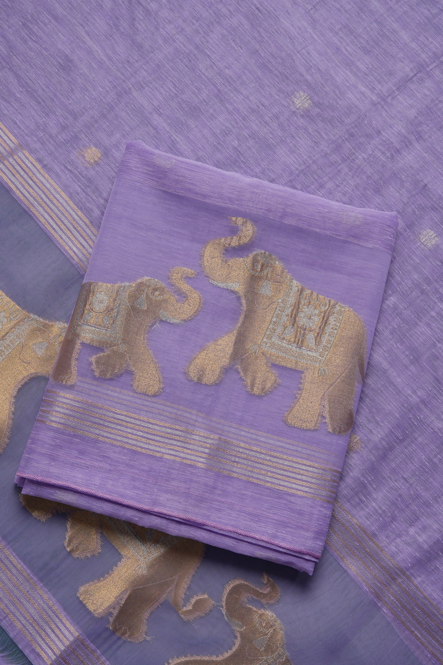 Pastel Threads Lavender Muga Silk Unstitched Suit Set