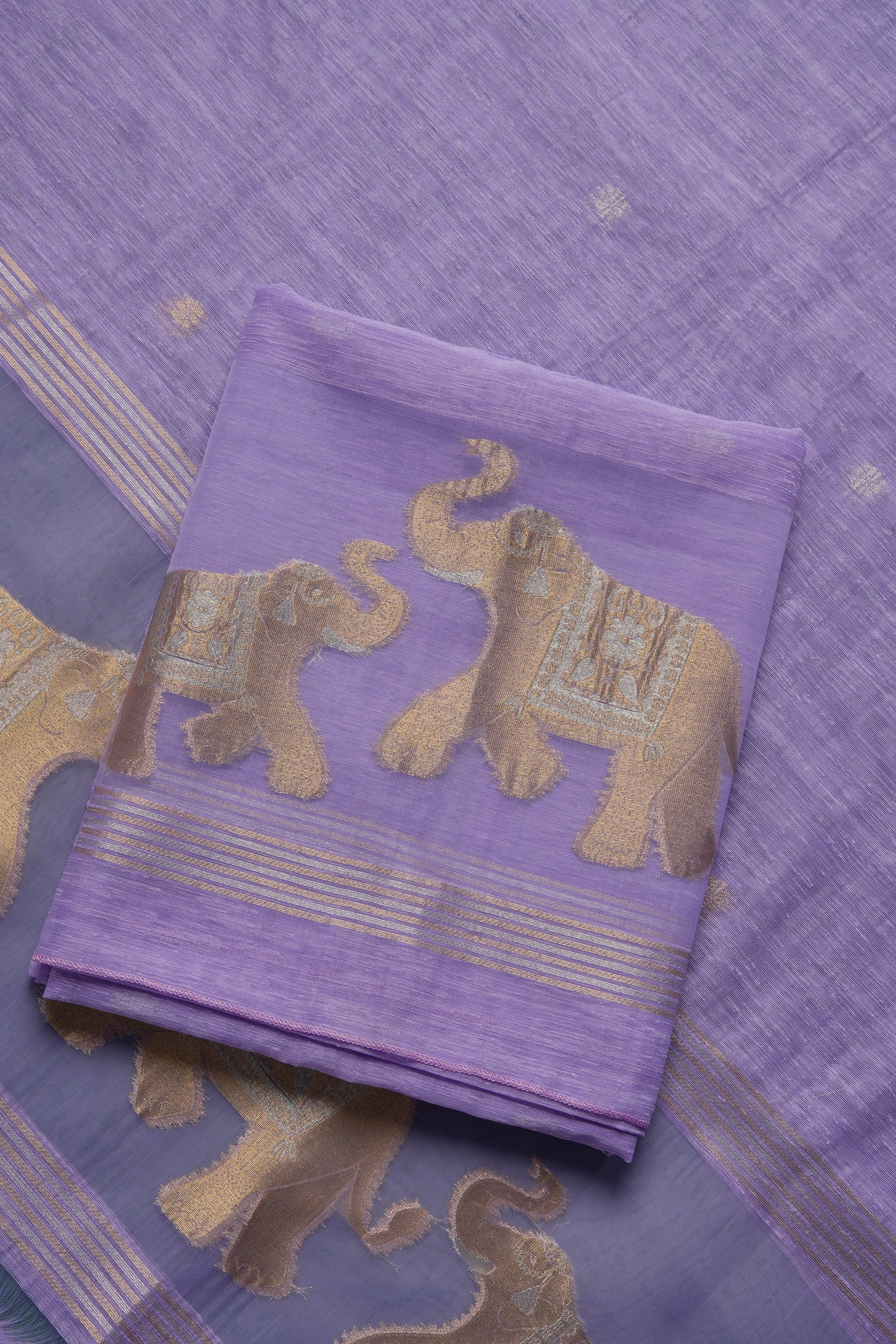 Pastel Threads Lavender Muga Silk Unstitched Suit Set