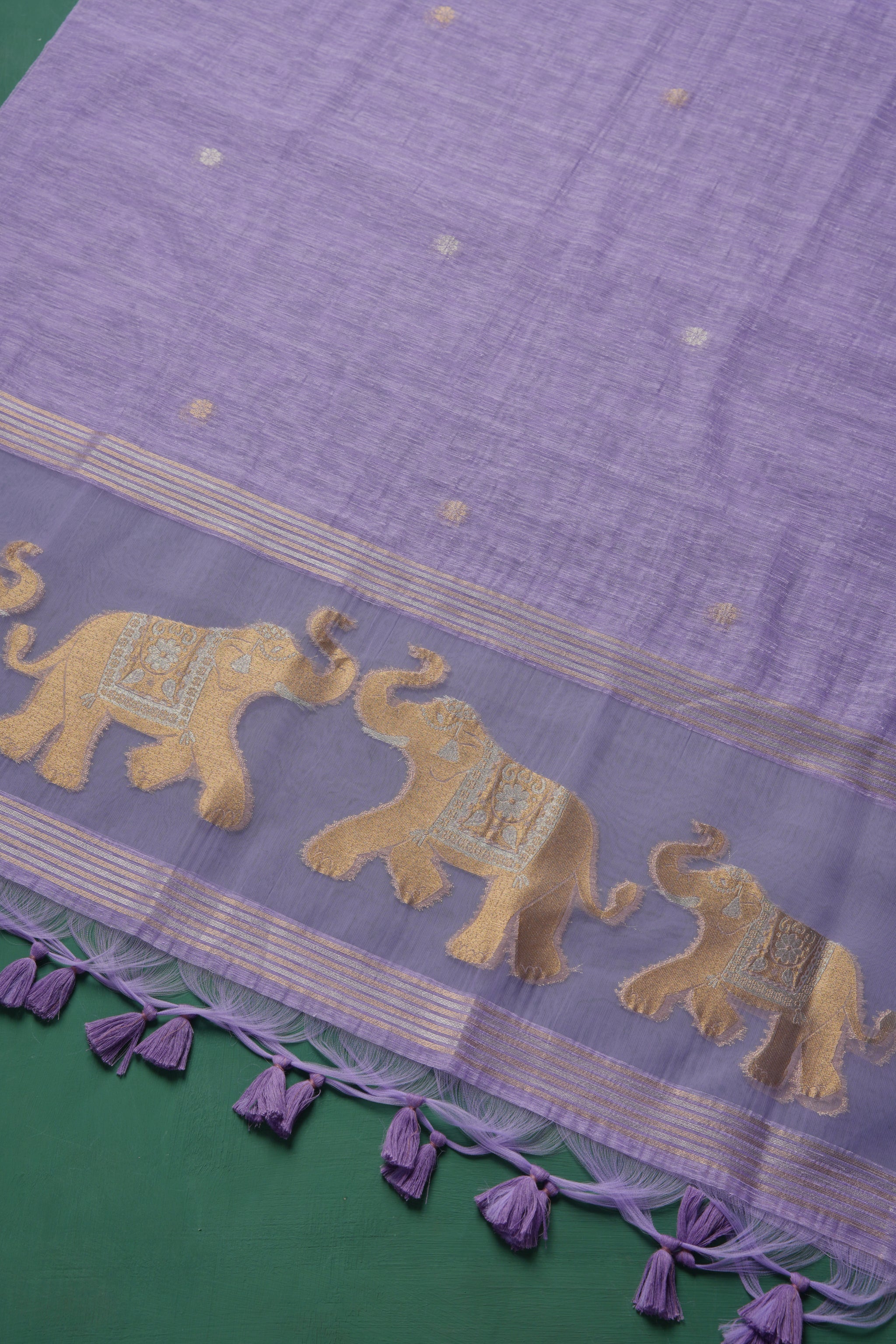 Pastel Threads Lavender Muga Silk Unstitched Suit Set