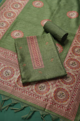 Casa Loom Green Tussar Unstitched Suit Set