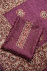 Casa Loom Wine Tussar Unstitched Suit Set