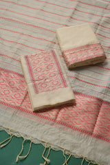 Velisse Cream Raw Silk Unstitched Suit Set