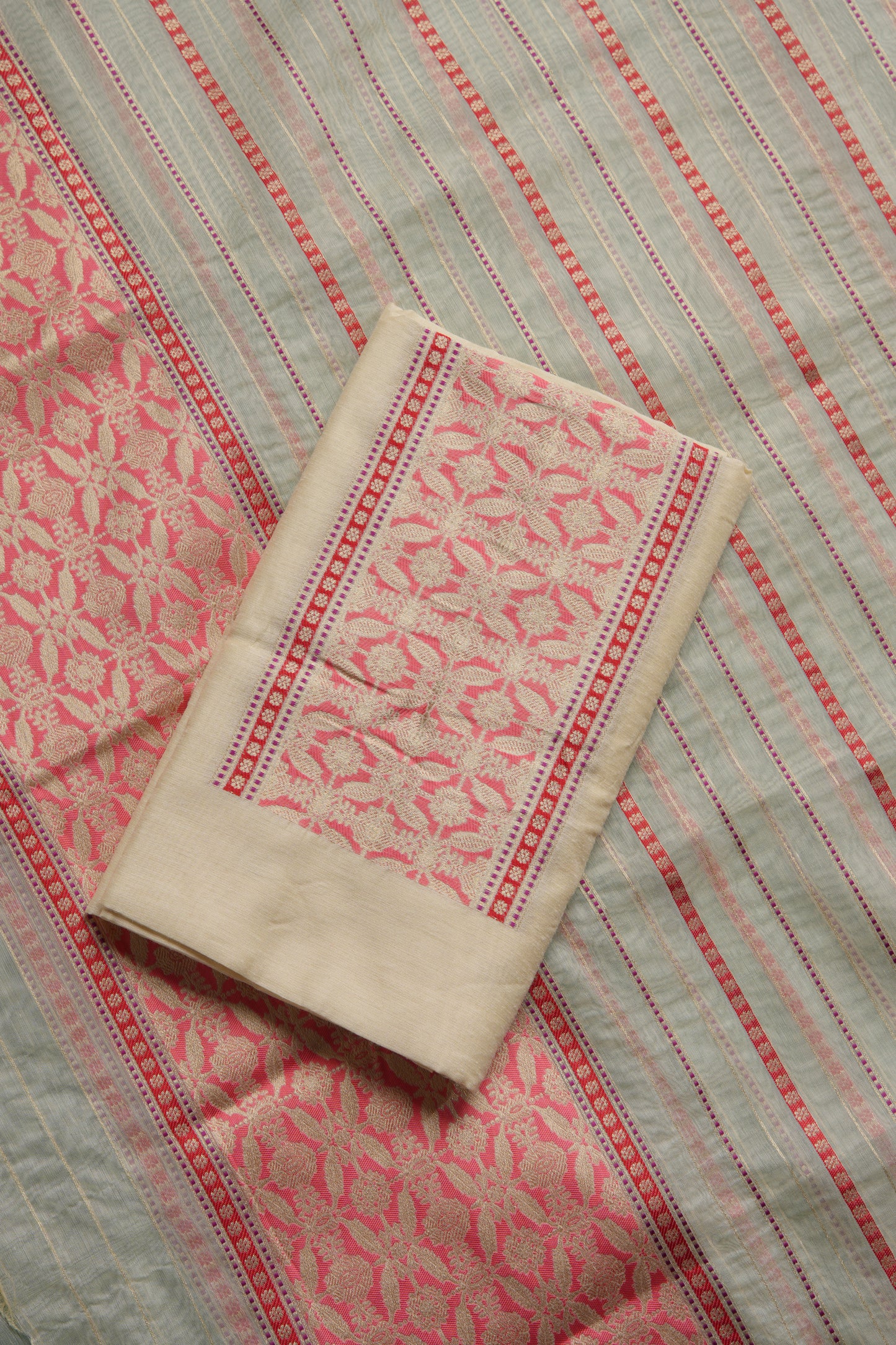 Velisse Cream Raw Silk Unstitched Suit Set