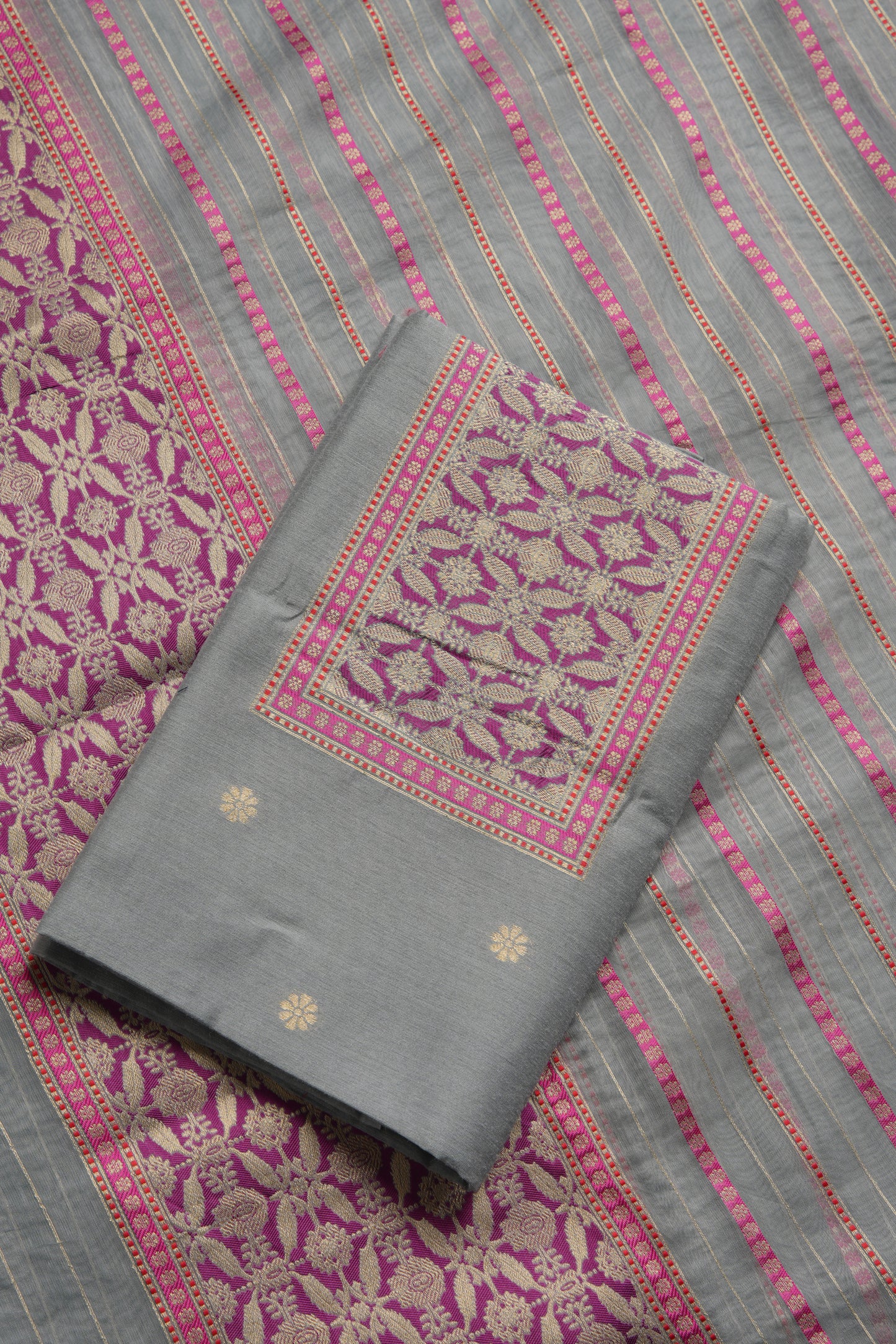 Velisse Grey Raw Silk Unstitched Suit Set