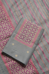 Velisse Grey Raw Silk Unstitched Suit Set