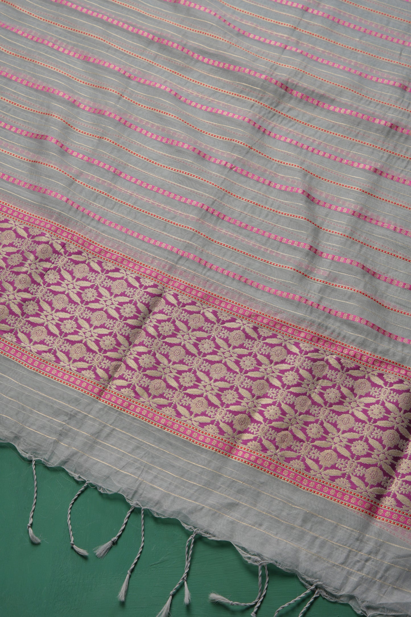 Velisse Grey Raw Silk Unstitched Suit Set