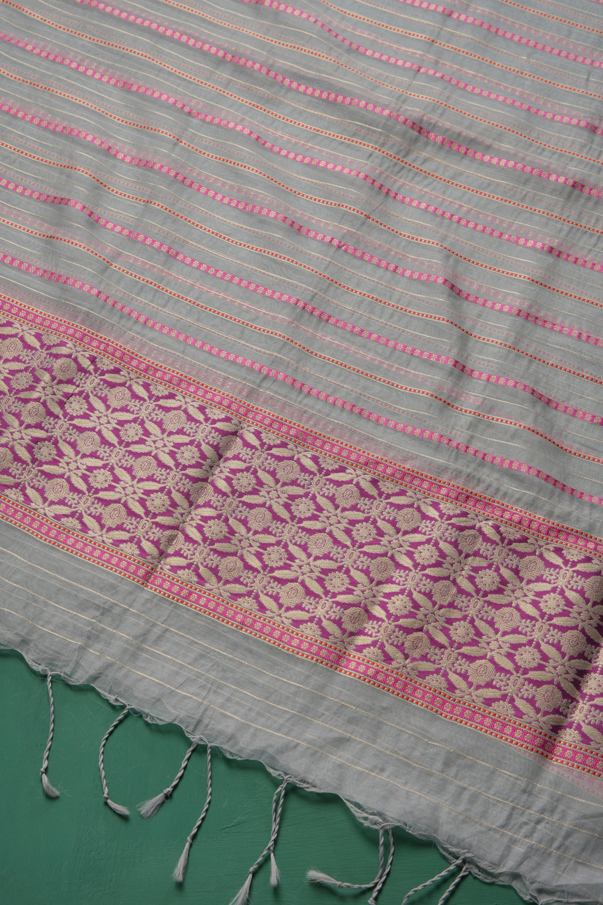 Velisse Grey Raw Silk Unstitched Suit Set