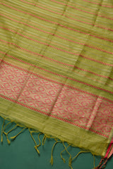 Velisse Pista Green Raw Silk Unstitched Suit Set