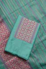 Velisse Teal Raw Silk Unstitched Suit Set
