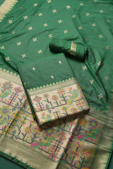 Silk Aura Green Silk Blend Unstitched Suit Set
