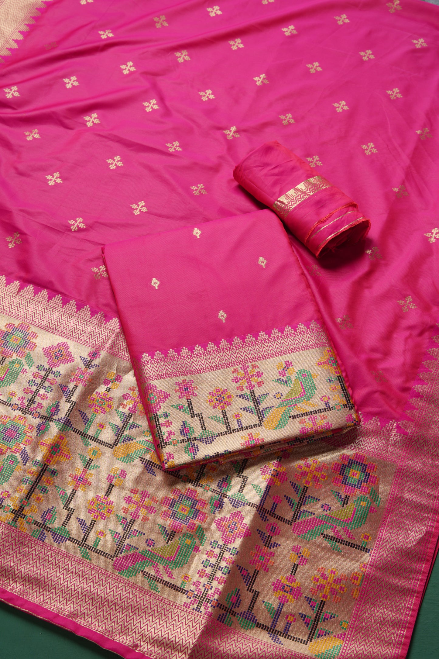 Silk Aura Pink Silk Blend Unstitched Suit Set