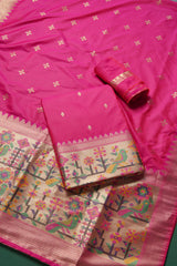Silk Aura Pink Silk Blend Unstitched Suit Set