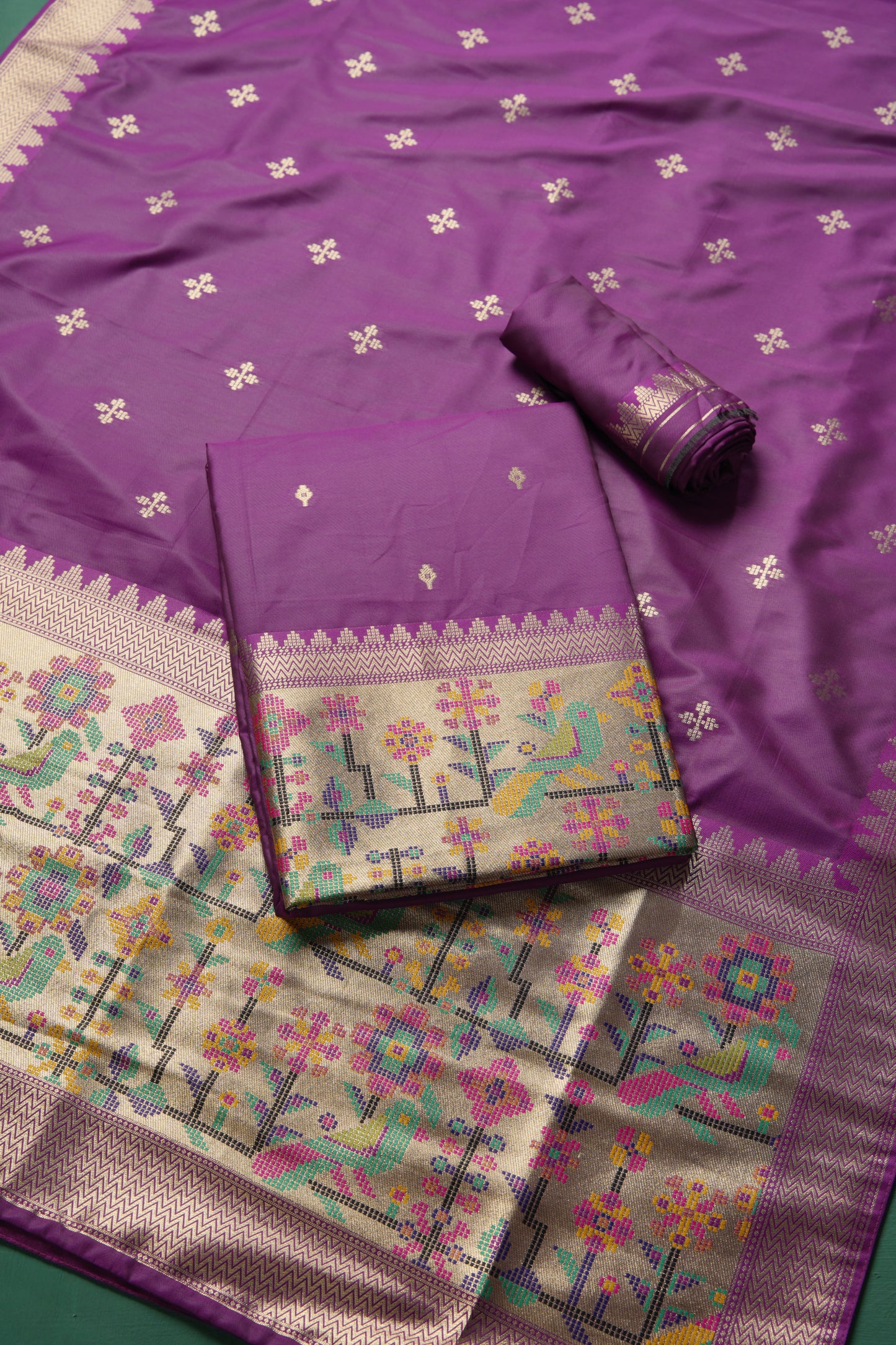 Silk Aura Purple Silk Blend Unstitched Suit Set