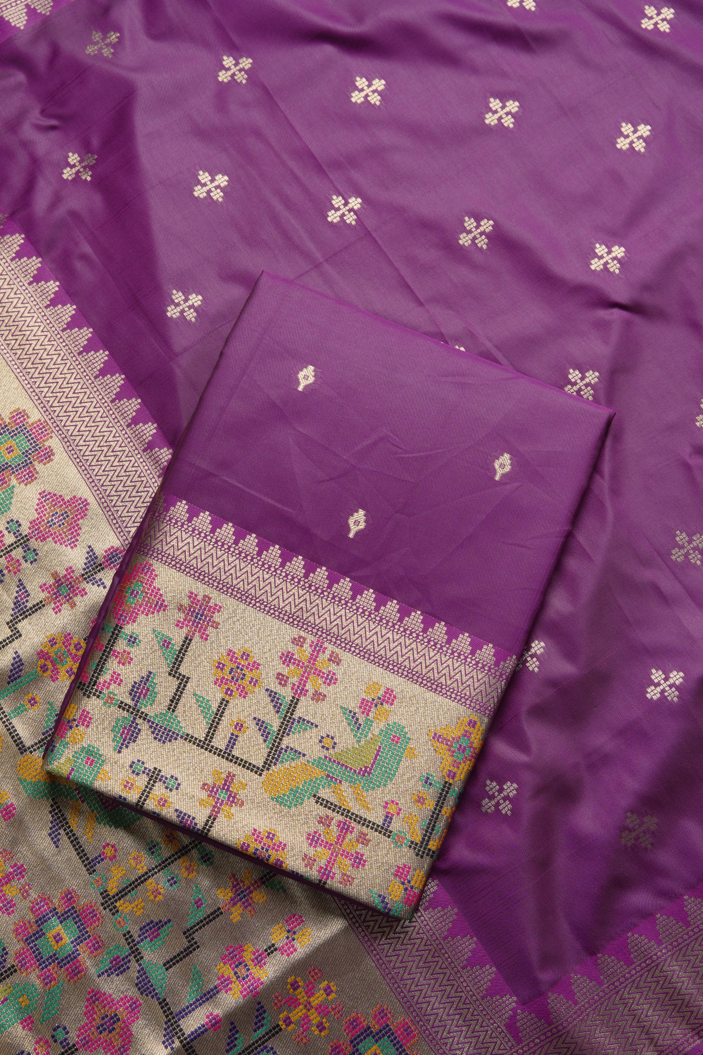 Silk Aura Purple Silk Blend Unstitched Suit Set